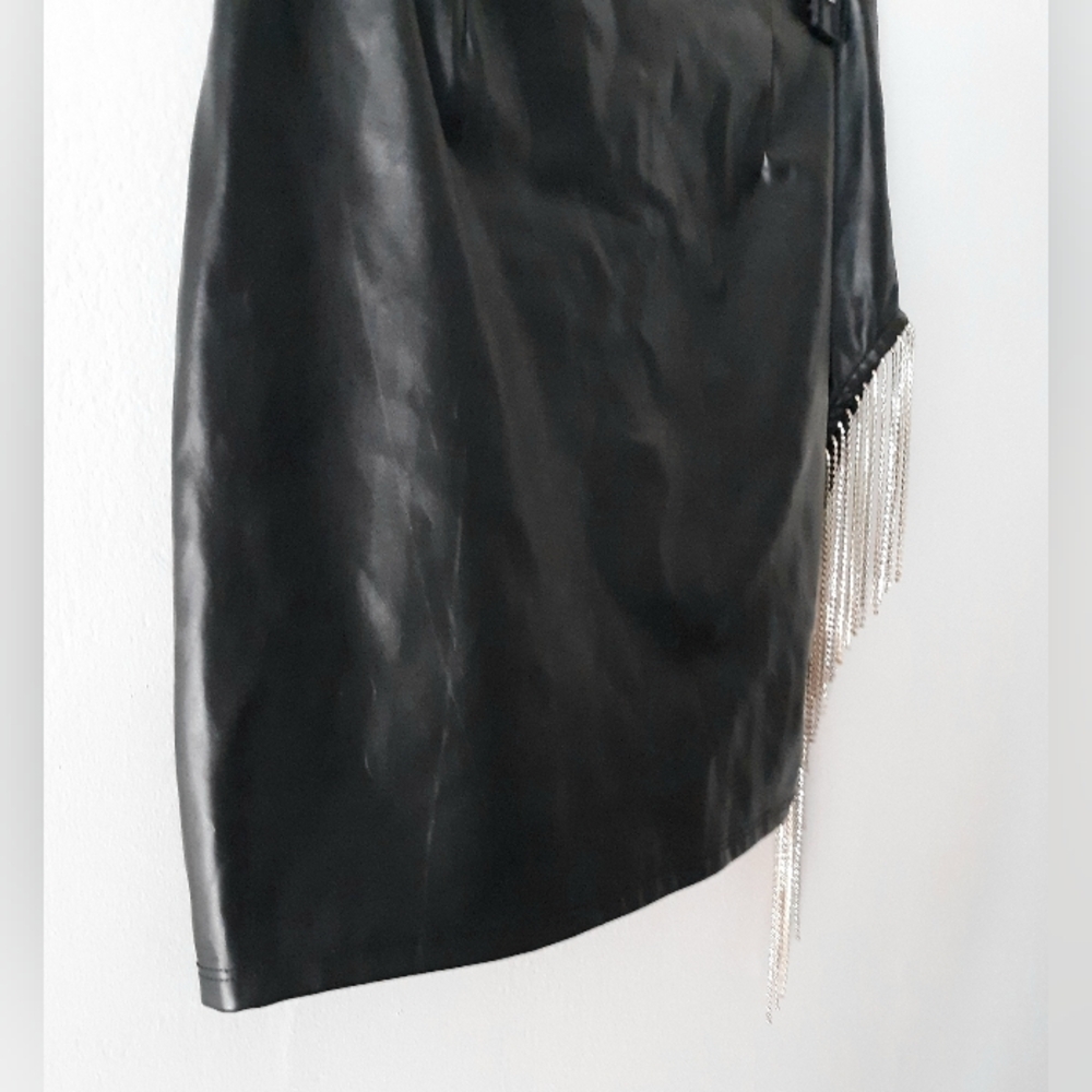 Windsor Faux Leather Rhinestone Skirt - Picture 3 of 7